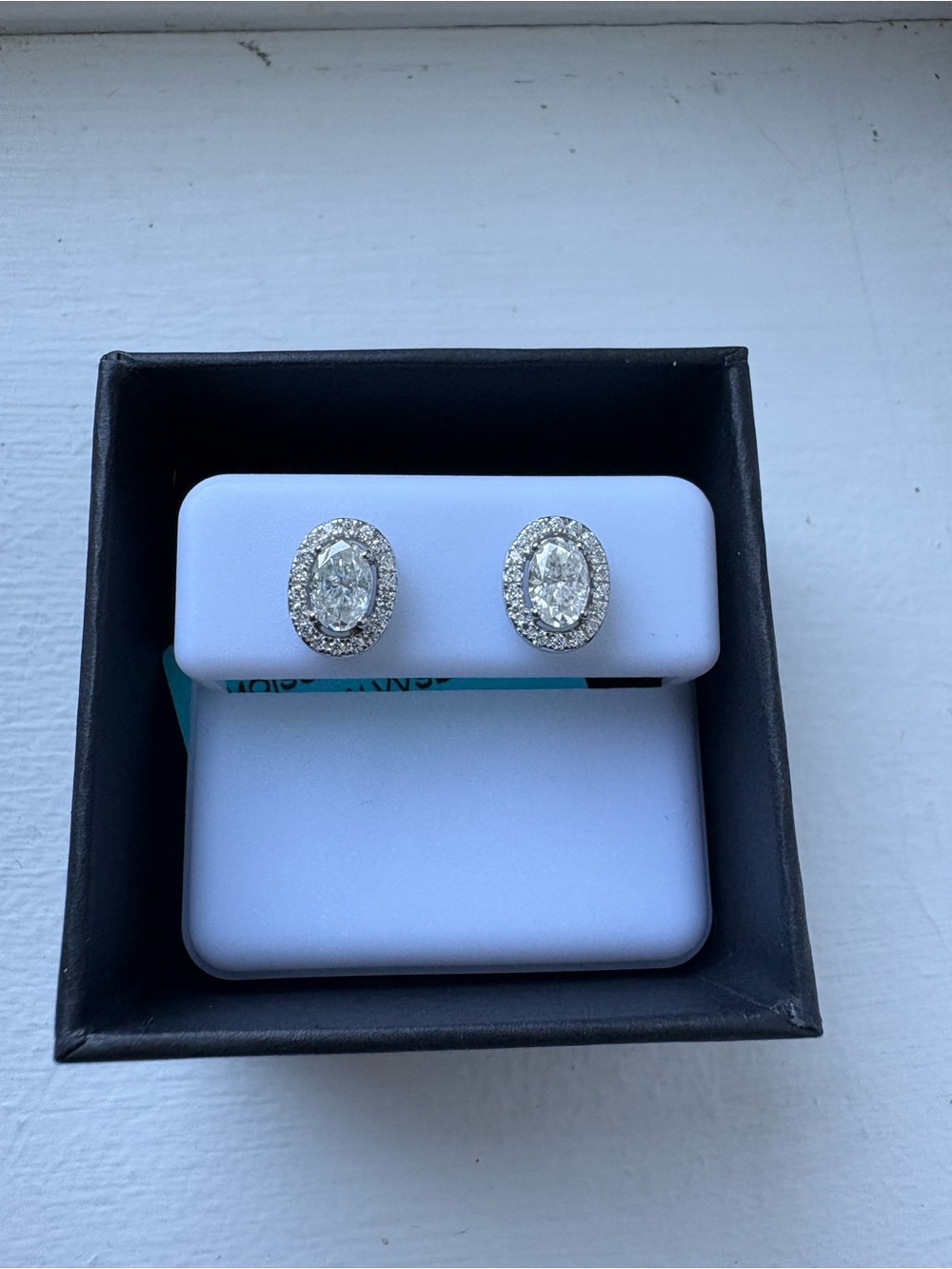 Sterling Silver Oval moissanite Stud Earrings 1.22 carats